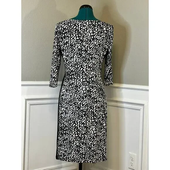 Lauren Ralph Lauren Black White Sheath Dress | Women S | Colorblock Midi - Picture 4 of 9